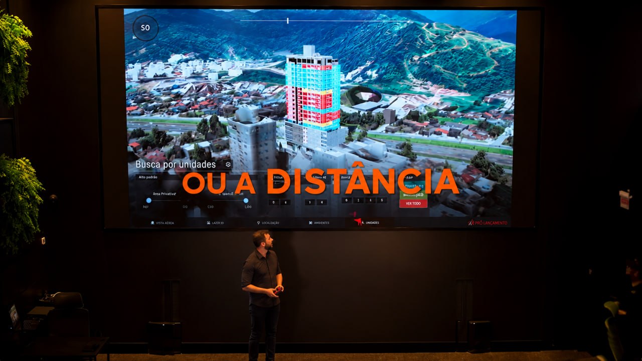 Apresentação interativa de um empreendimento gamificado no telão